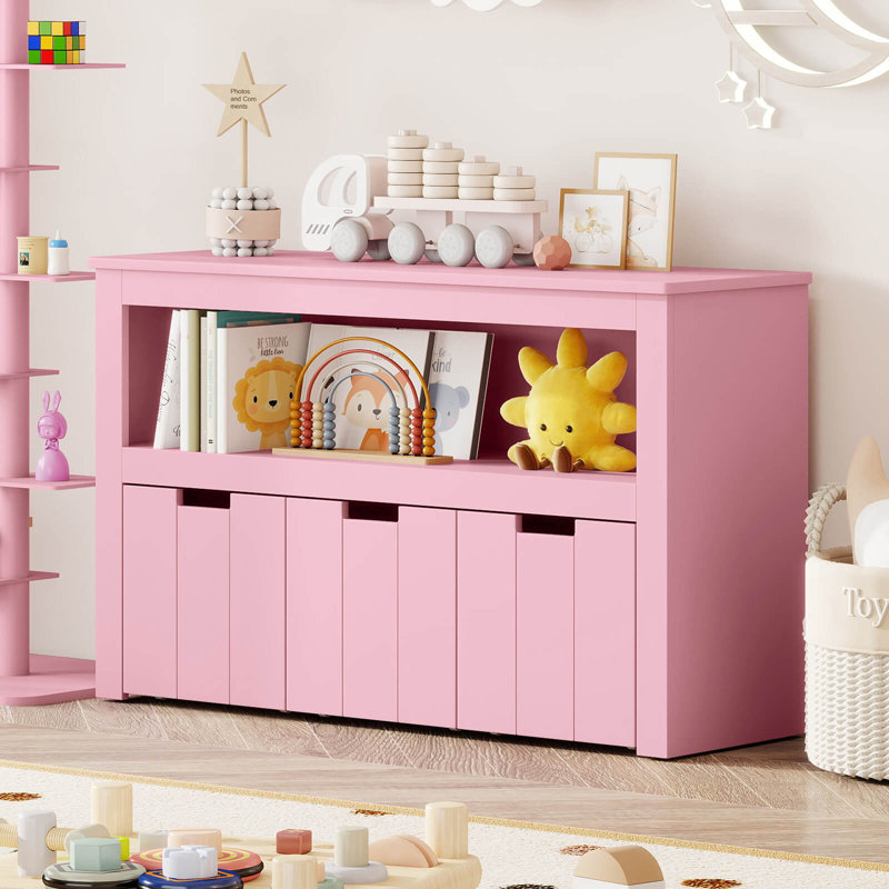 Armoire de rangement Commode 3 tiroirs avec roulettes, Rose
