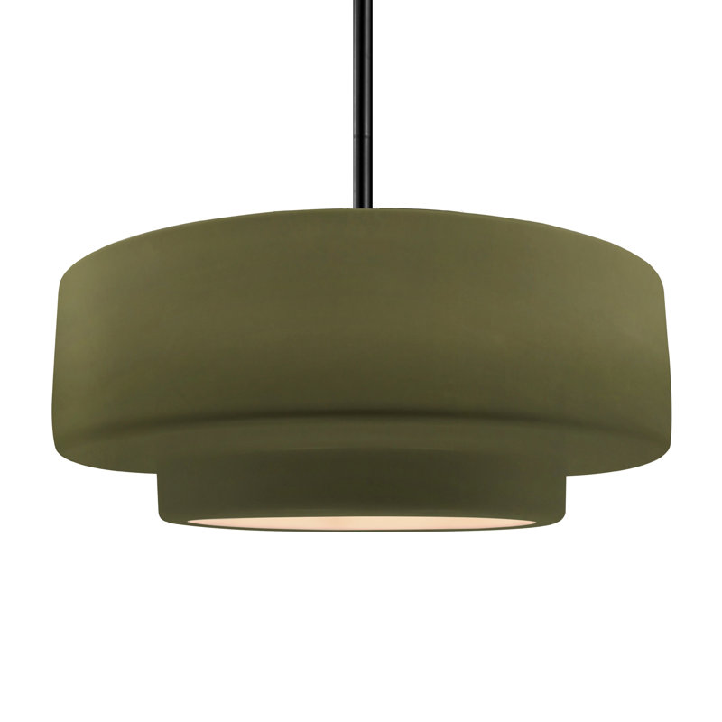 Luminaire suspendu à 1 lumière Meydan, Vert mat, H 6 po x l 16,25 po x P 16,25 po, Matte Black