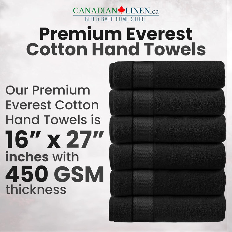 Ensemble de serviettes à main 100% coton de qualité supérieure 16 po x 27 po, Noir