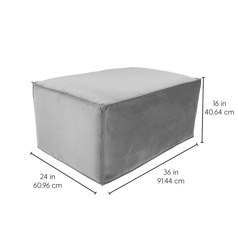 Microfiber & Vinyl Overstuffed 36" x 24" Rectangle Ottoman, 16"H, Sterling