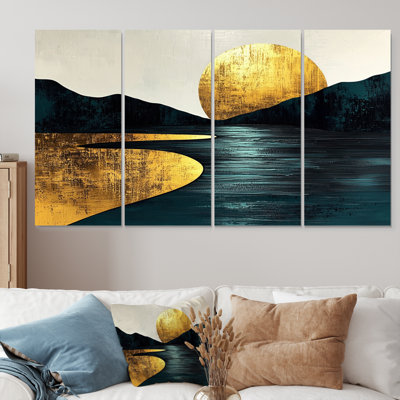 Rivière silencieuse audacieuse en harmonie dorée II - Bold - Art mural traditionnel pour le salon