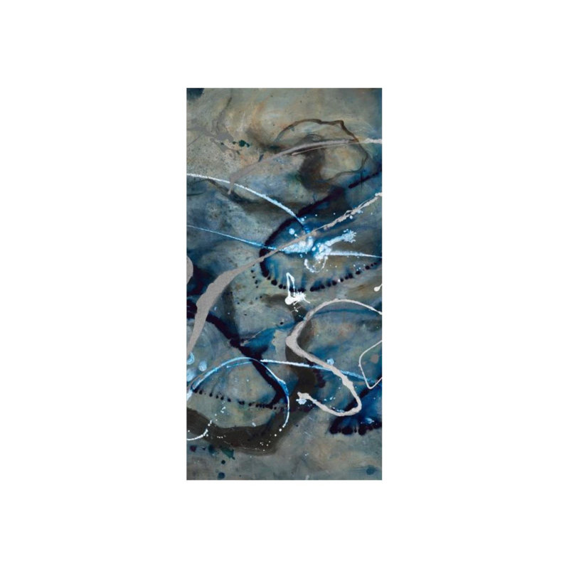 Blue Fin II Painting by Sara Brown, Gilded Silver, 80" H x 40" W