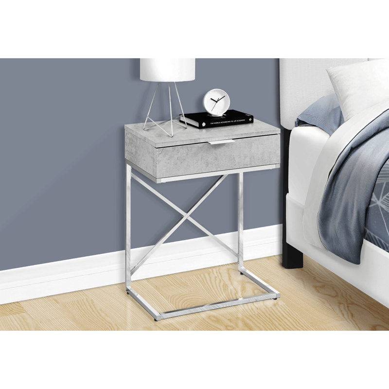 Table d'appoint avec structure en X chromée, Argent argent, Gris cendré 