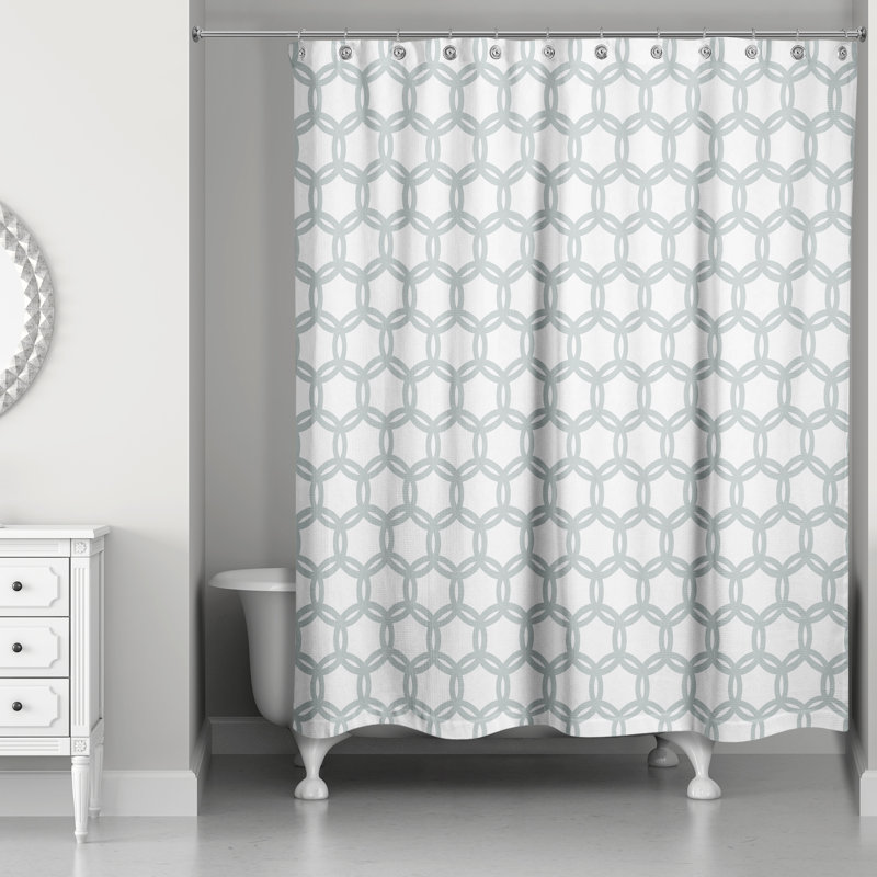 Kraemer Geometric Shower Curtain, Blue