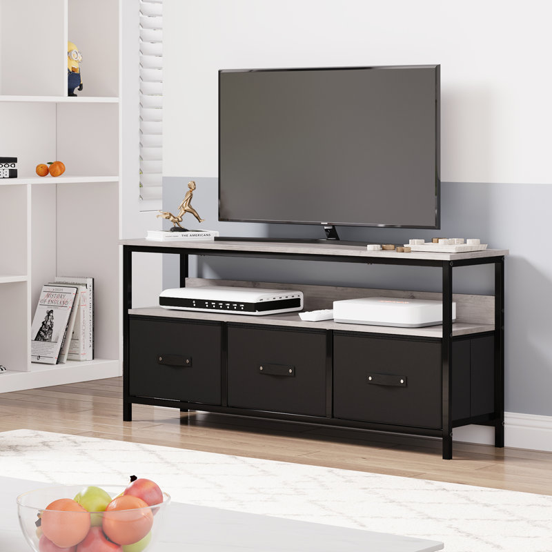 Commode meuble télé moderne - Console multimédia de 55 pouces avec tiroirs et tablettes ouvertes - Meuble audio-vidéo multifonctionnel pour la chambre à coucher ou le salon - Vaste espace de rangement pour les téléviseurs de 50 à 55 pouces