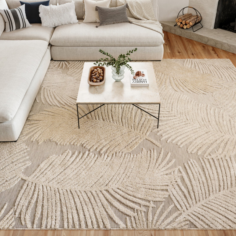 Nourison Suncoast 7'10" x 9'10" Beige Tropical Rug, Rectangle 7'10" x 9'10", Beige