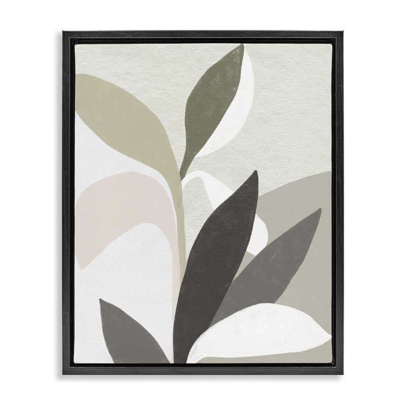 Organic Soft Leaf Shapes Floating Frame, design by June Erica Vess, 31" H x 25" W, Jet Black Floater Frame