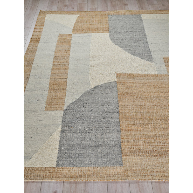 Pompano flatweave Wool/Jute Ivory/Gray/Beige Area Rug, 6'X9'