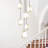 26'' 6-Light Multi Light Pendant with Brass Finish For Stairwell, Entryway, Kitchen – G9 LED Compatible – Frosted Globe Cluster, Contemporary Statement Fixture
