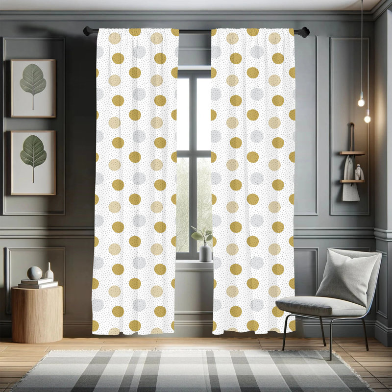 Polka Dots Semi-Sheer Rod Pocket Curtain Panels, 28" W x 84" L