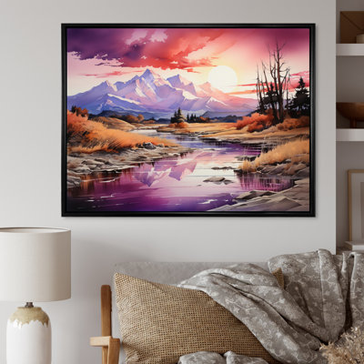 «Purple Coral Mountains Crimson Sunset Peaks», reproduction sur toile
