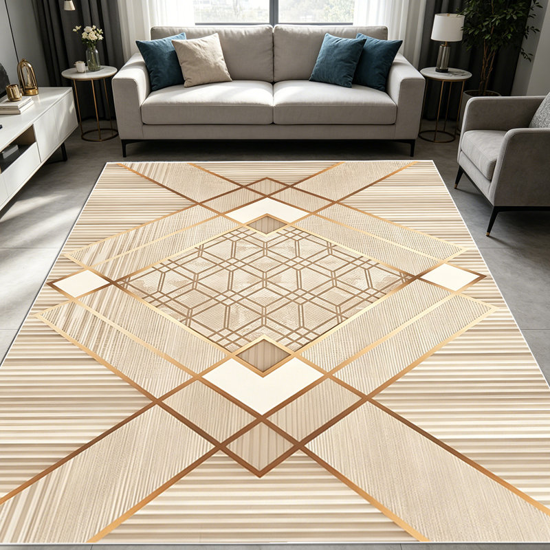 1PC Geometric Art Deco Striped Diamond Pattern area rugs for Living Room, Soft and Comfortable, Suitable for all seasons, easy-to-maintain, machine washable Indoor floor mat, Under Table Farmhouse suitable for dining room, bedroom, entryway, home