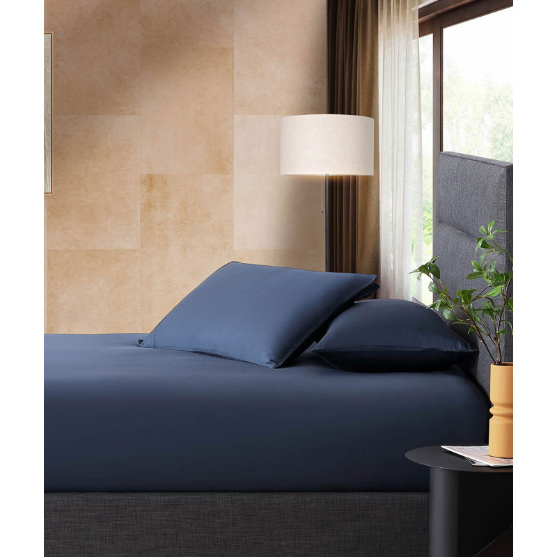Natural Premium Bamboo Machine Woven Fitted Sheet, Full / Queen Fitted Sheet, Midnight