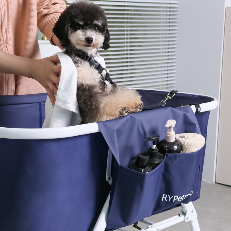 Small Dog Bathtub, Raised Pet Dog Bathtub, Portable Foldable Washing Station With Stainless Steel Stand For Bathing, Showering And Grooming, Indoor
