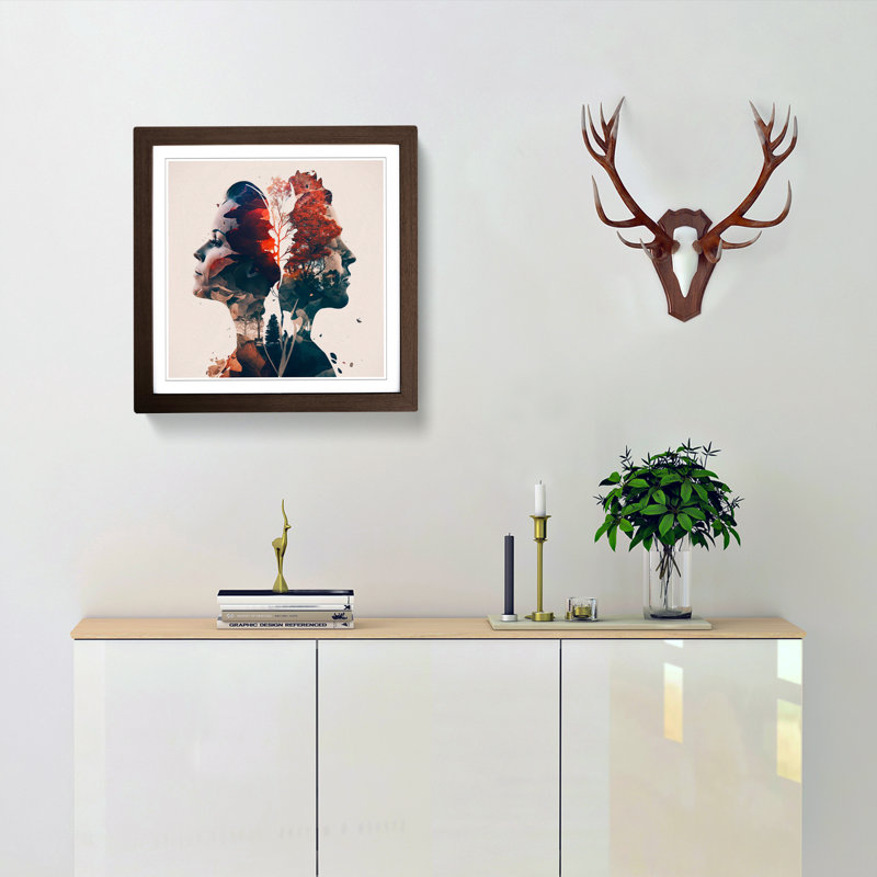 Lovers Double Exposure - Framed Print, Walnut