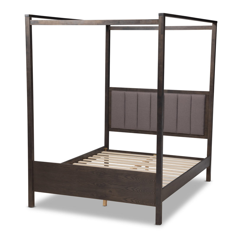 Auvent tapissier, grand lit Ciarra, gris / vert H 87,3 po x L 85,4 po x l 63,8 po, Grand