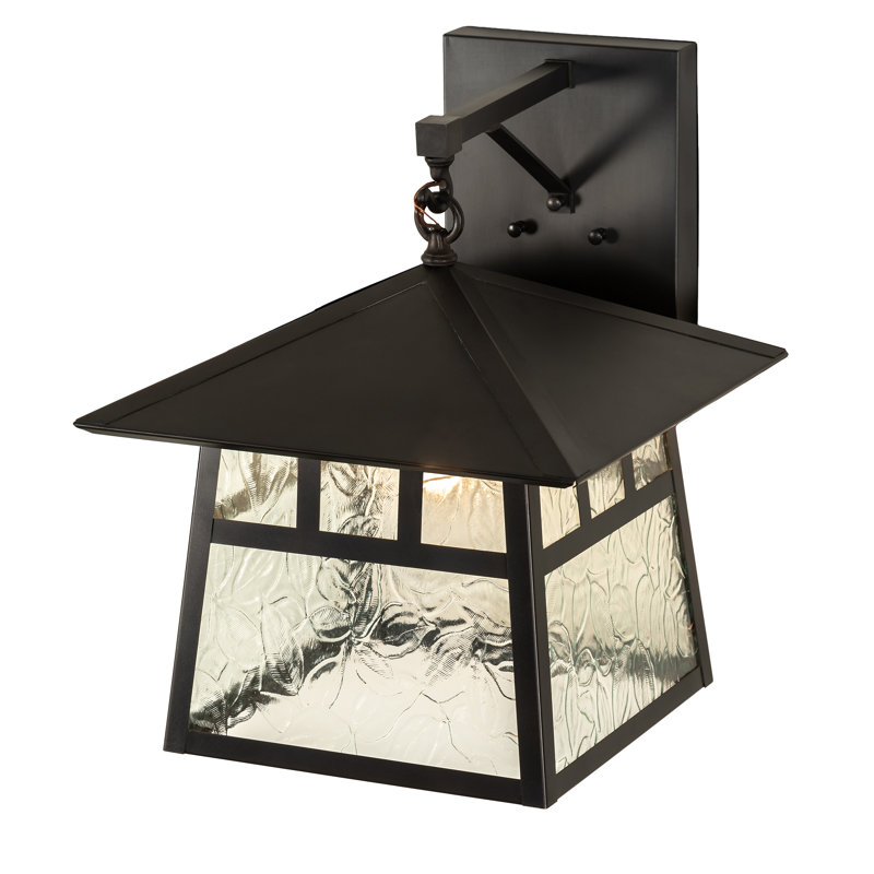 Craftsman Brown Glass Outdoor Wall Sconce with Clear Shade