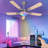 52" Ceiling Fan With Light, Remote & APP Control, Low Profile RGB Ceiling Fans Light, Reversible, 6 Speeds, 3000-6500K Stepless Dimming, Modern Ceiling Fan For Bedroom Indoor/Outdoor Use Wood-1667578174-1667578175