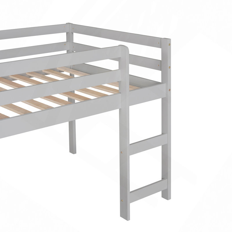 Lit mezzanine avec glissade, conception multifonctionnelle, Gris