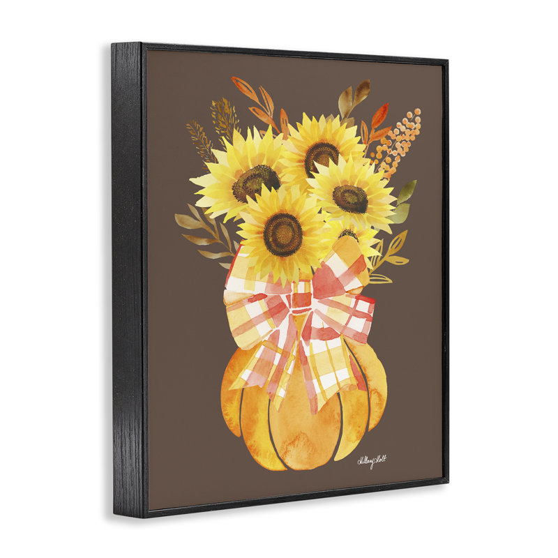 Bouquet de citrouilles d'automne, giclée encadrée, design par Hillary Holt, H 20 po x l 16 po, Giclée encadrée noir minuit