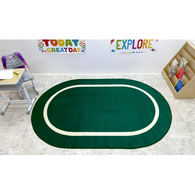 Tapis pour enfants KidCarpet Montessori 7 pi 6 po x 12 pi ovale, vert / crème | Tapis pour enfants | Tapis pour enfants