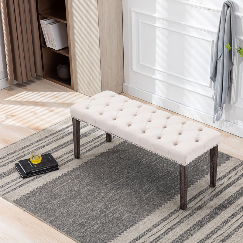 Banc ottoman capitonné, banc de salle à manger, banc de chambre, Beige