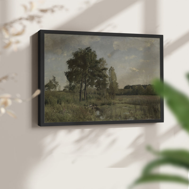 Paysages rétro-CDXLV - reproduction encadrée, H 11 po x l 14 po, Noir, noir, noir, noir
