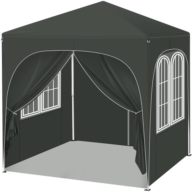 Gazebo, folding gazebo 2 x 2m, with 4 side walls, party tent water-repellent UV protection 50+, height-adjustable garden gazebo, with carrying bag, for outdoor garden camping