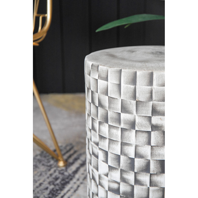 White and Black Ceramic Garden Accent Stool