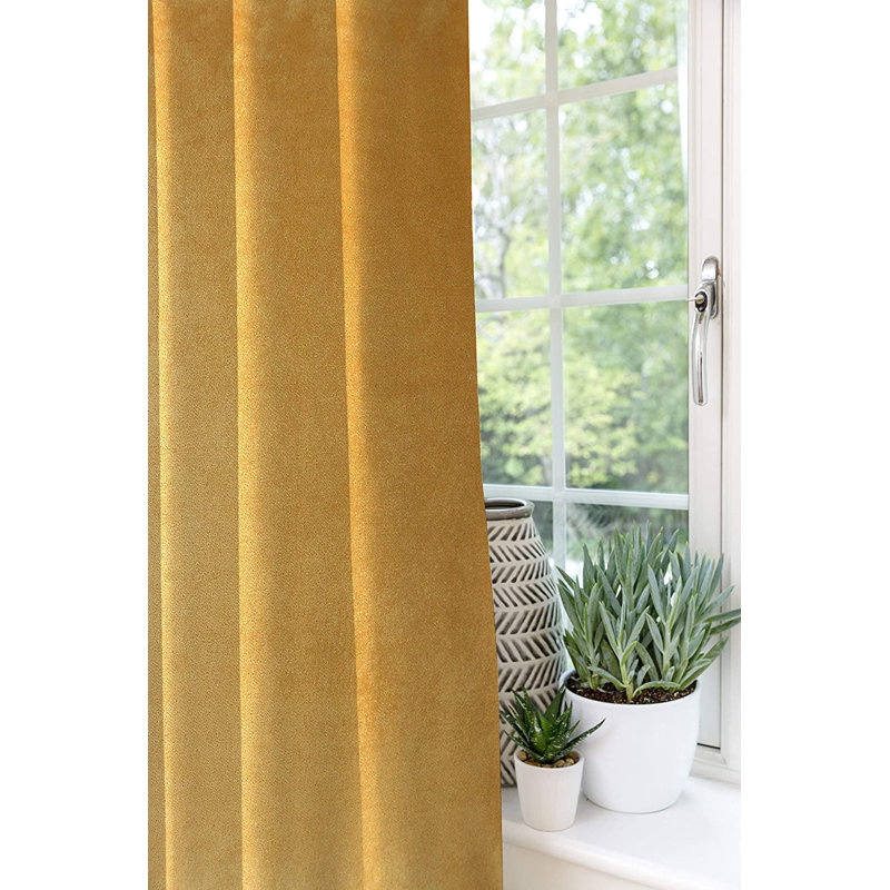 Delavega Blackout Curtains / Drapes Pair, Width 228 x Drop 137cm, Yellow