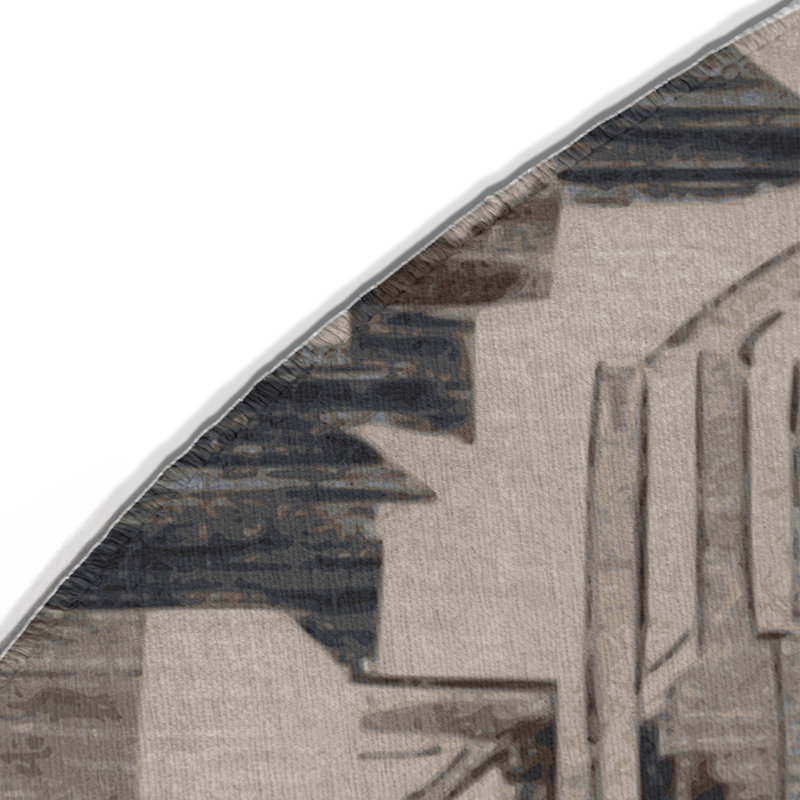 Tapis turc intérieur et extérieur gris, Rond 5 pi