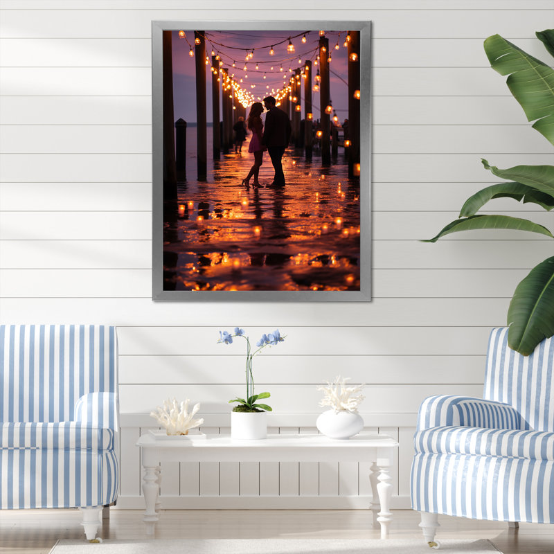 Pier Pier Serenade " Pier Pier Serenade ", Silver Picture Framed, 40" H x 30" W x 1.5" D
