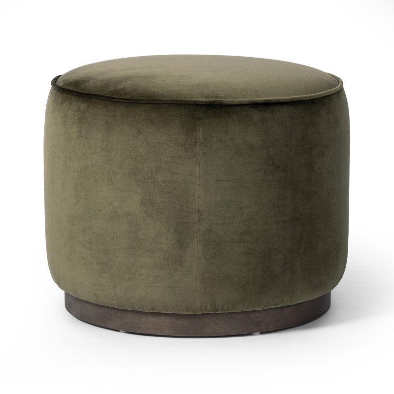Sinclair Round Ottoman, Surrey Olive Cotton Blend