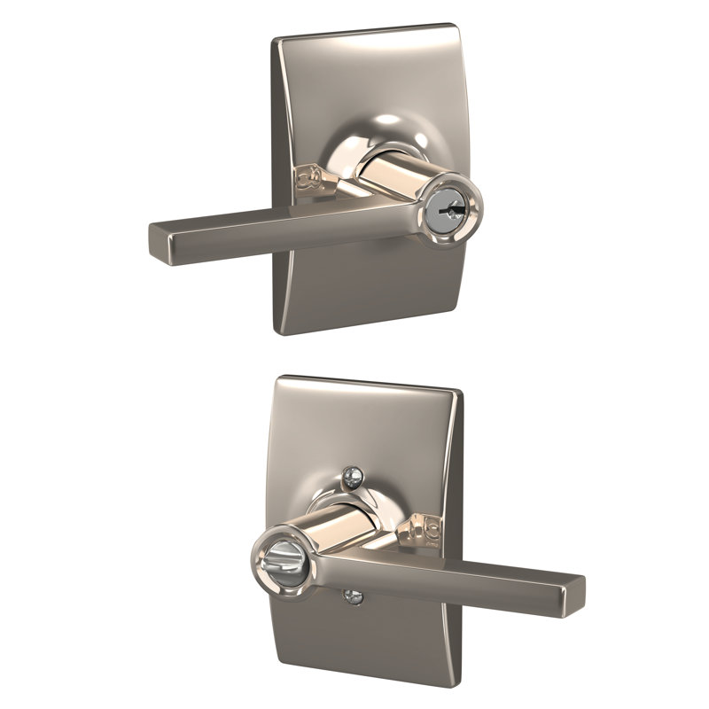Latitude Keyed Door Lever, Bright Nickel, Yes
