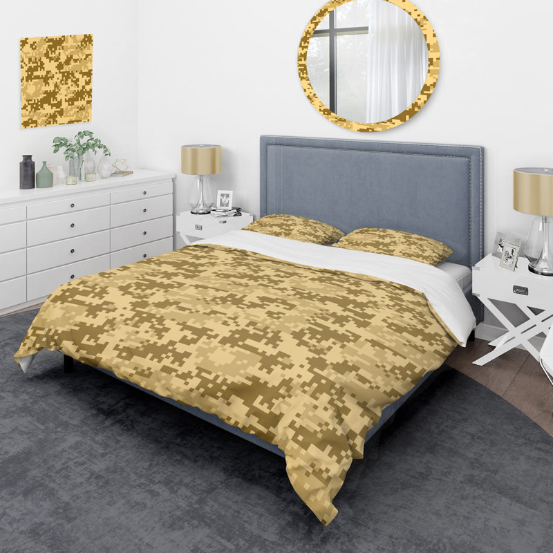 Ensemble de housse de couette en microfibre crème / vert 3 pièces