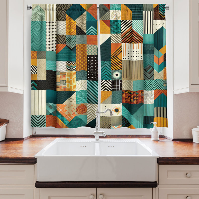 Patchwork Kitchen Curtain, 55" W x 24" L