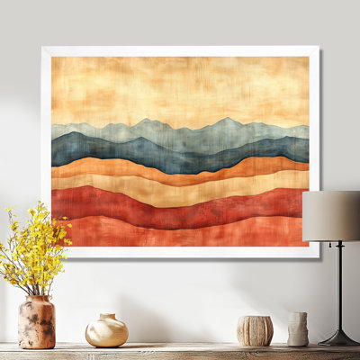 Orange Desert Horizon in Rust and Clay I - Abstract Landscapes Picture Framed Wall Art