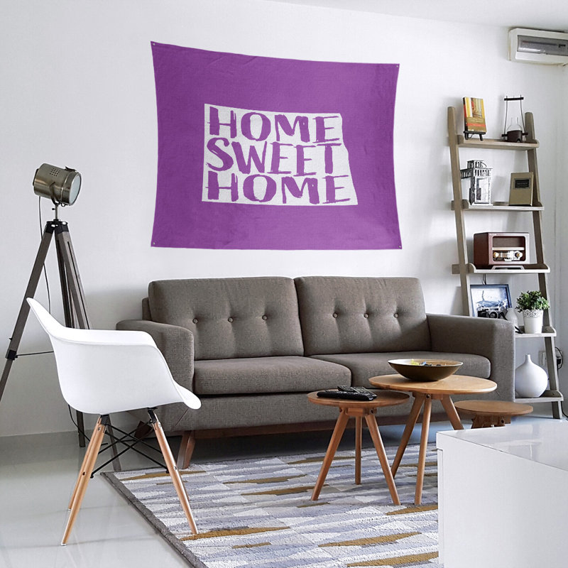 Tapisserie Home Sweet North Dakota, H 80 po x l 68 po, Violet