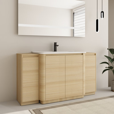 Ensemble de meuble-lavabo simple 60 po avec comptoir en céramique Addisin