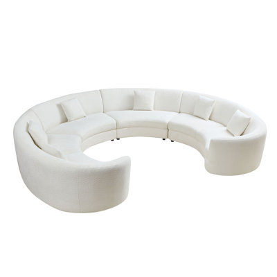 Tristan Circle Boucle Upholstered Sectional Sofa with 6 Pillows