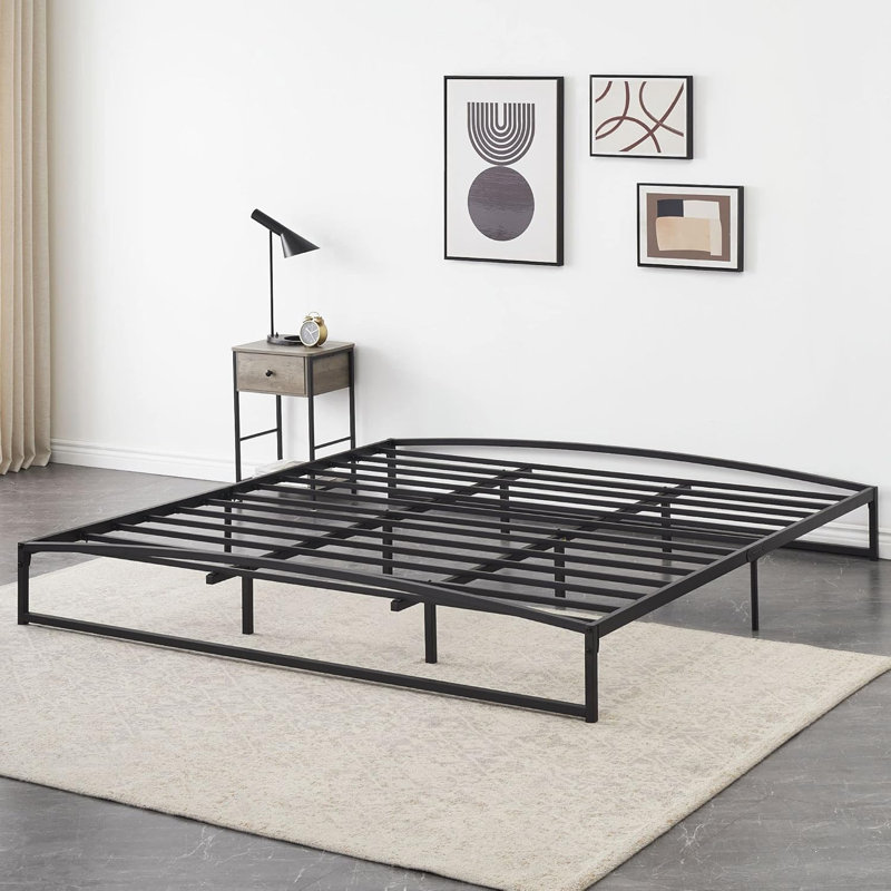 Low Bed Frame Full Size - 6/10 Inch Heavy Duty Metal Platform Mattress Foundation No Box Spring Needed  Noise-Free