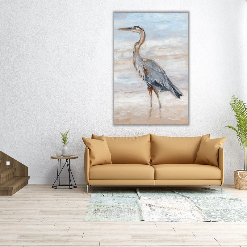 «Beach Heron II», reproduction d'art sur toile, H 48 po x l 32 po
