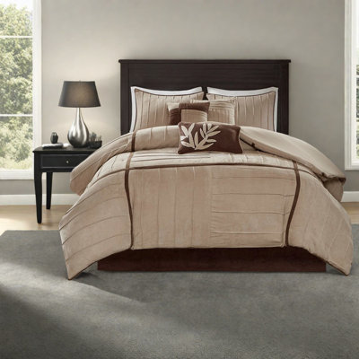Luxurious Faux Suede Bedding Sets, Polyester Beige Comforter For Home