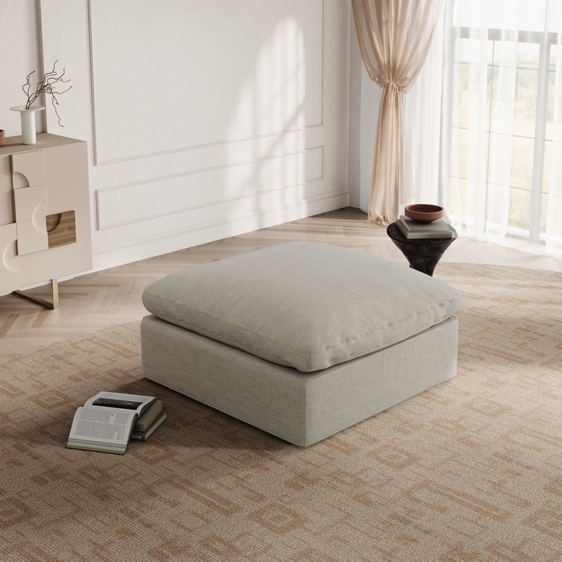 Prespa Upholstered Ottoman, Cement Gray