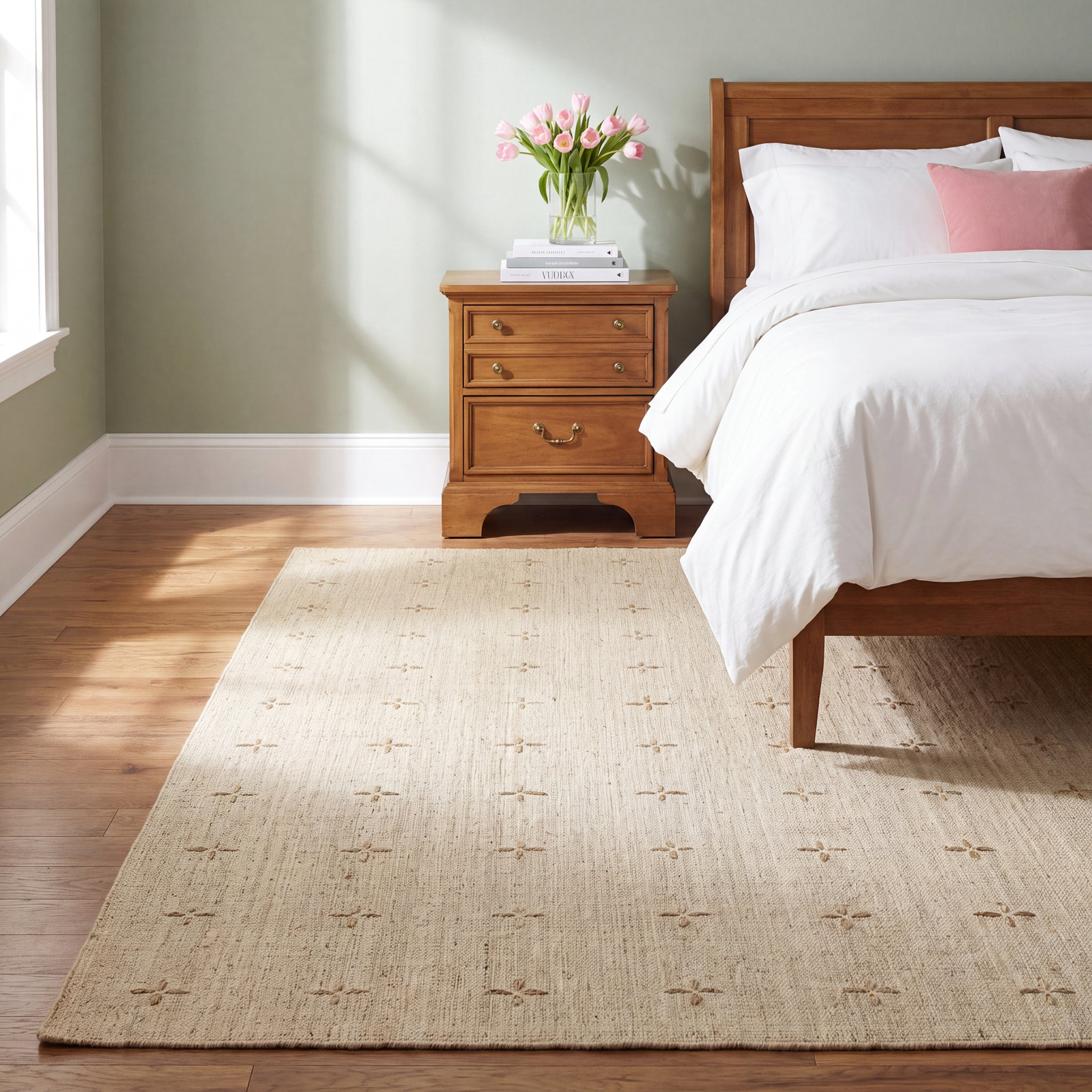 Patton Natural Hand-Loomed Geometric Wool Rug, Rectangle 3'6" x 5'6"