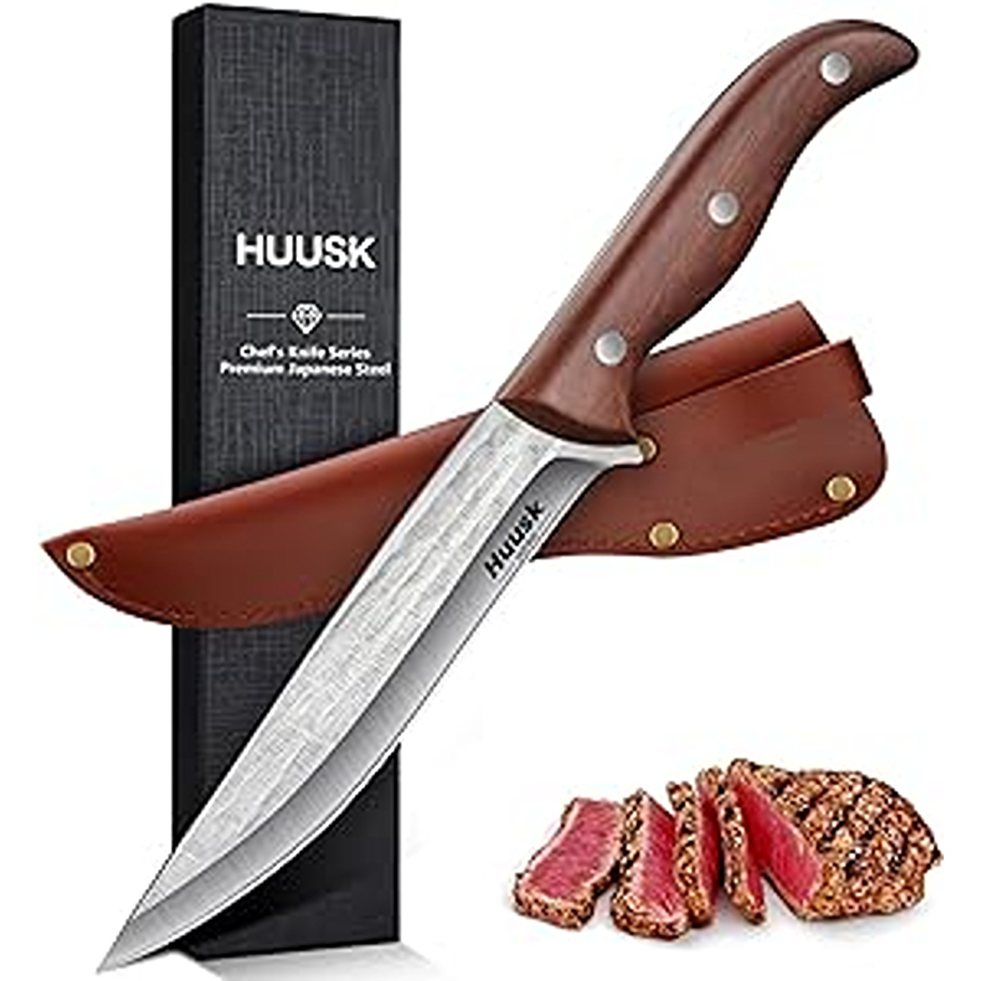 Huusk Chef Knife Japan Kitchen Hand Forged Stainless Steel 6.3 Long Wood  Handle