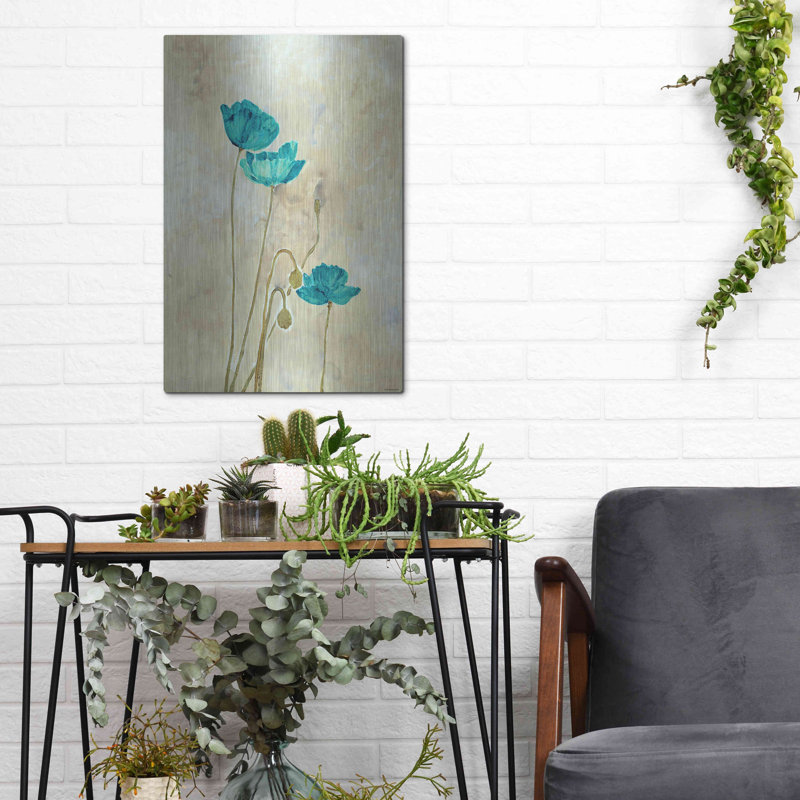 " Tealqoise Flowers 2 " by Unknown JD, 16" H x 12" W
