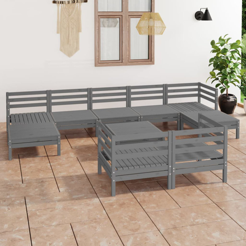 Ensemble de conversation modulaire 10 pièces Valleria, gris