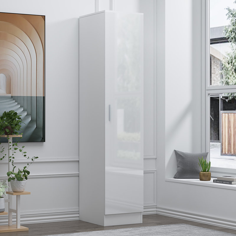 Osbourne Plain 1 Door Wardrobe, Matte White/Gloss White