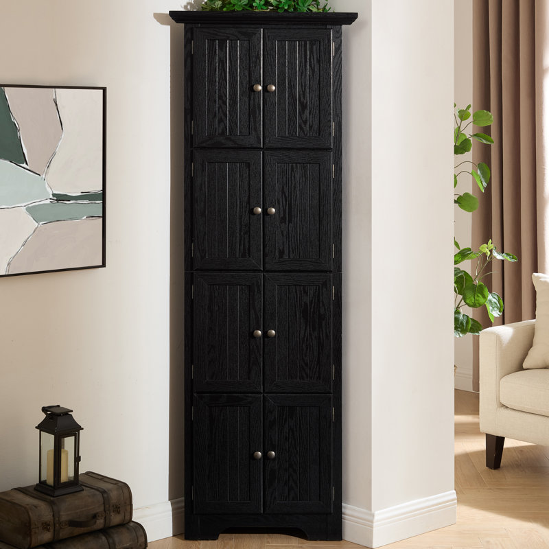 Armoire de salle de bain sur pied autoportante 72 po, Noir